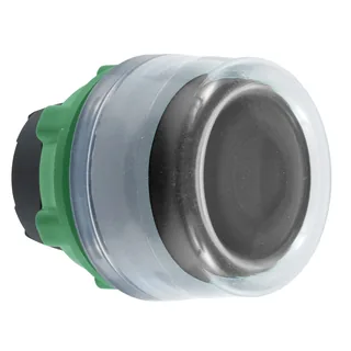 Drucktaster, Frontelement, Harmony XB5, Kunststoff, 22mm, hellgrau, schwarz, unbeschriftet, tastend, mit Schutzkappe