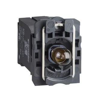 Lampenfassung mit Befestigungsflansch, Harmony XB5, Kunststoff, weiß, mit Trafo, Glühlampe BA9s, Schraubklemme, 230V AC