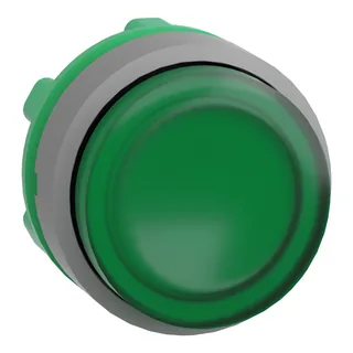 Leuchtdrucktaster, Frontelement, Harmony XB5, Kunststoff, 22mm, hellgrau, grün, vorstehend, für universelle LED