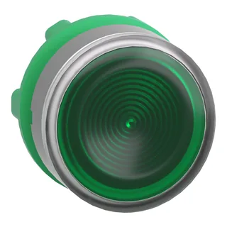 Leuchtdrucktaster, Frontelement, Harmony XB5, Kunststoff, 22mm, hellgrau, grün, für universelle LED, geriffelte Kalotte