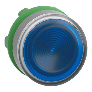 Leuchtdrucktaster, Frontelement, Harmony XB5, Kunststoff, 22mm, hellgrau, blau, für universelle LED, geriffelte Kalotte