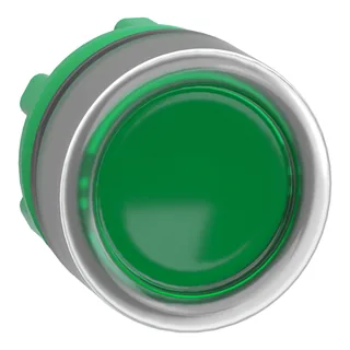 Leuchtdrucktaster, Frontelement, Harmony XB5, Kunststoff, 22mm, hellgrau, grün, für universelle LED, mit Schutzkappe