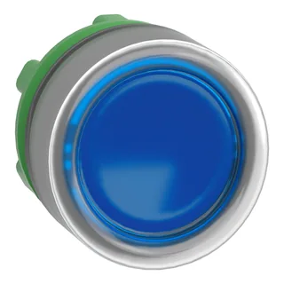 Leuchtdrucktaster, Frontelement, Harmony XB5, Kunststoff, 22mm, hellgrau, blau, für universelle LED, mit Schutzkappe