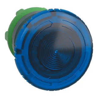 Pilzdrucktaster, Frontelement, Harmony XB5, Kunststoff, 22mm, beleuchtet, blau, Drehentriegelung, für universelle LED