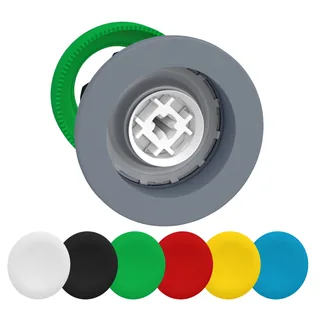 Drucktaster, Frontelement, Harmony XB5F, Kunststoff, 30mm, hellgrau, 6 farbige Tastenschilder, unbeschriftet, tastend