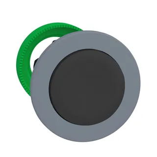 Drucktaster, Frontelement, Harmony XB5F, Kunststoff, 30mm, hellgrau, schwarz, vorstehend, unbeschriftet, rastend