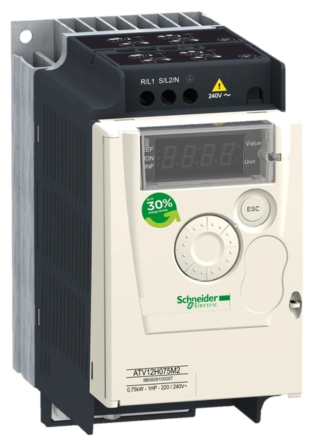 Frequenzumrichter ATV12, 0,75kW, 1HP, 200-240V, 1-ph., m. Kühlkörper