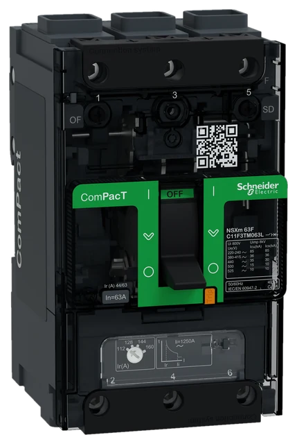 Kompaktleistungsschalter ComPacT NSXm 63 A mit TM63D 3P 36kA/415V EverLink
