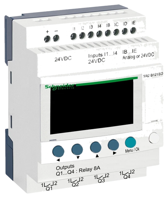 SPS-Steuerrelais, Zelio Logic, kompakte Ausführung, 12 E/A, 24 VDC, Display, Uhr, Relaisausgänge